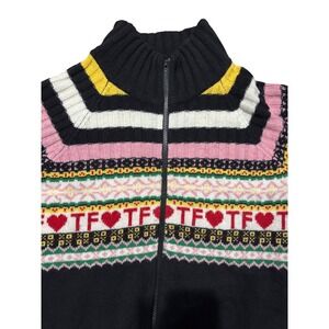 Teddy Fresh Cardigan 2XL Zip Up Sweater Knit‎ Fair Isle TF Hearts Merino Wool
